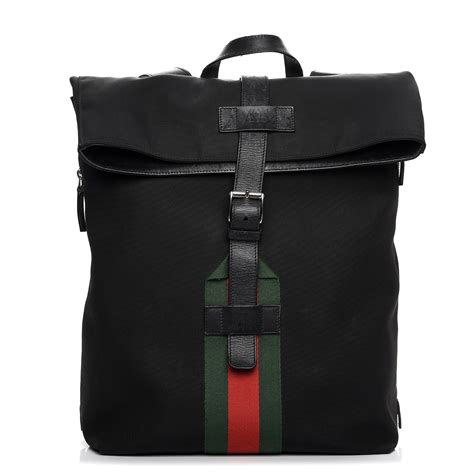 gucci black backpack fabric|GUCCI Techno Canvas Web Backpack Black .